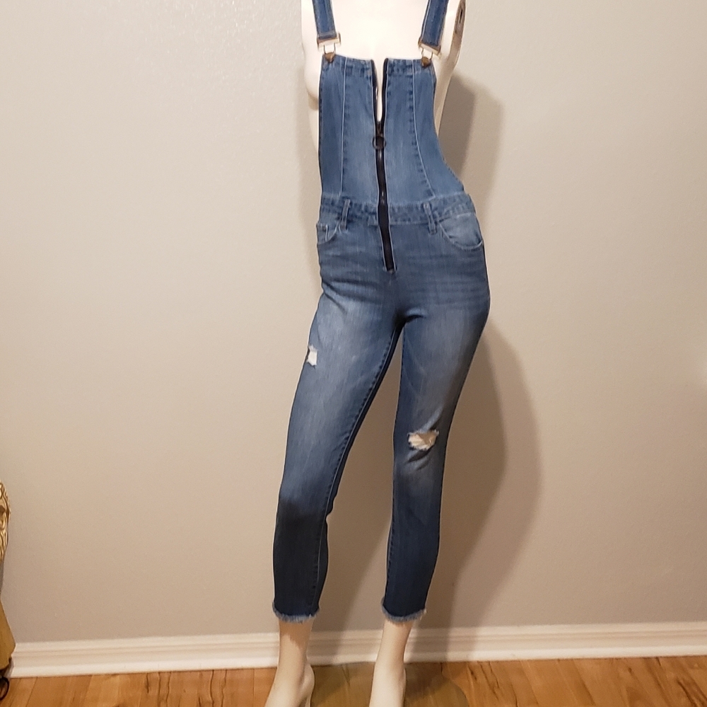 DOLLHOUSE JUNIOR DENIM ZIPPER OVERALL/JUMPSUIT